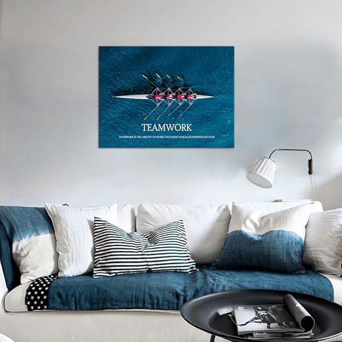Inspirational Canvas Wall Art Inspiration Motivation Painting Motivational Quotes Modern Success Teamwork Posters Prints Artwork Living Room Home Office Decorations Framed Ready to Hang (24”Hx18”W)