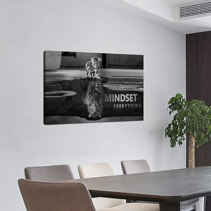 Yatsen Bridge Modern Inspirational Office Wall Art Mindset is Everything Poster Motivational Picture Positive Quotes Wall Decor for Home Office Decor - 24''Hx36''W