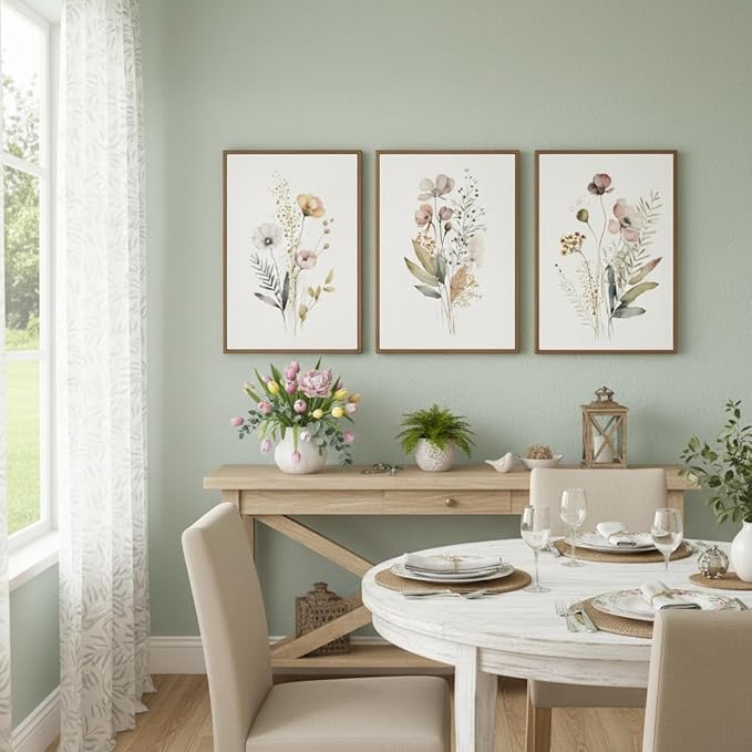 3Pcs Watercolor Wildflower Canvas Wall Art Modern Minimalist Colorful Botanical Floral Painting Picture Wall Decor Flower Posters Print Artwork for Living Room Bedroom Woman's room Decoration Unframed