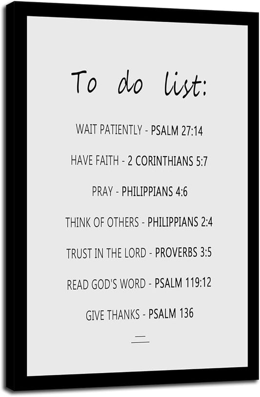 Inspirational Wall Art The Christian To Do List:Psalm,2 Corinthians,Philippians,Proverbs Motivational Faith-Based Poster Positive Quotes for Church Home Indoor Framed Ready to Hang [12" W X 18" H]