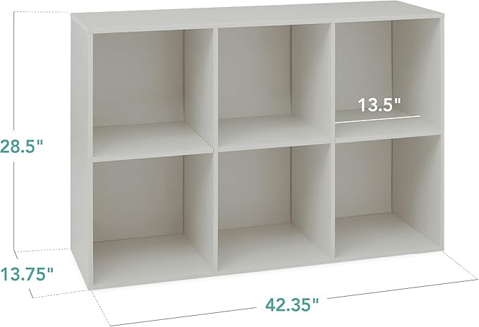 Best Choice Products Kids Bookcase 6-Cube Storage Organizer, 13.5in Shelf Opening, Bookshelf, Toy Storage, Customizable w/ 3 Removable Back Panels – Gray