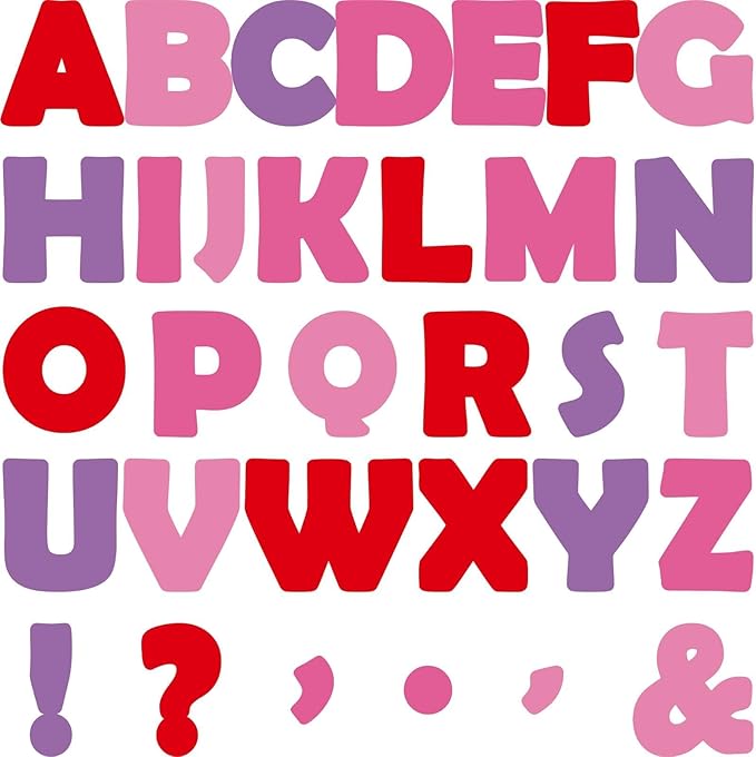 150 PCS Large 7" Font Valentines Bulletin Board Letters and Punctuation Cutouts Set, Valentine's Day Pink Red Letters Bulletin Board Decoration for School Classroom Alphabet Poster Wall Decor