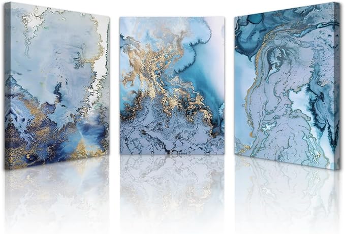 Lapremoly Large Canvas Wall Art For Living Room Bedroom Wall Decoration Office Decor Pictures Blue Watercolor Abstract Wall Paintings Ready To Hang Home Artwork Framed Canvas prints Decor