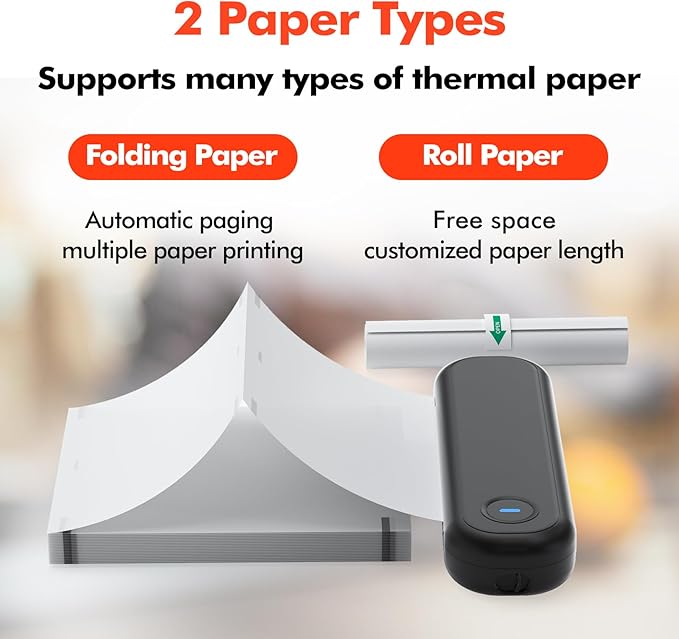 Bluetooth Portable Printer, L86 Thermal Printers Wireless for Travel, Support (Width 2-8.5'')8.5" X 11" US Letter, Inkless Printer Compatible with iOS, Android &Laptop for Office Car Home