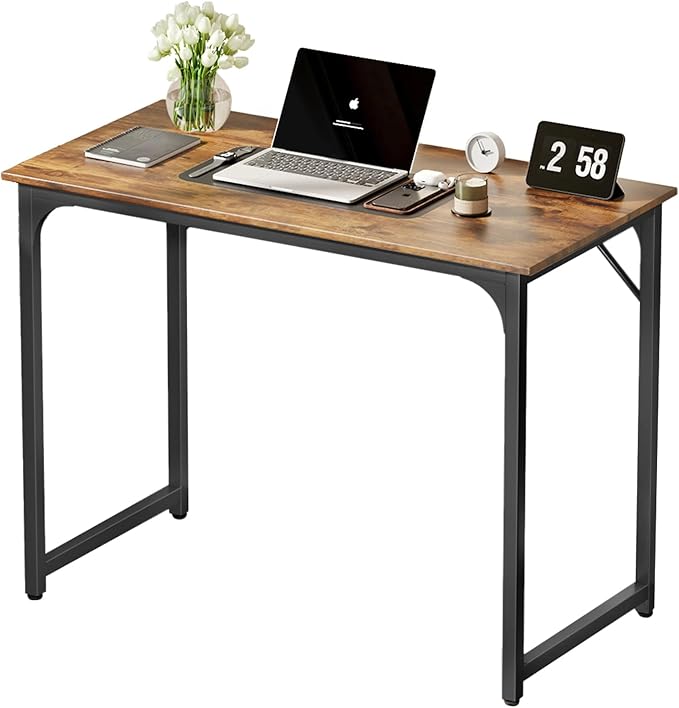Computer Desk 39.4" Home Office Writing Desk, Modern Simple Style Table for Work Study Gaming,Workstation for Home Office,Brown