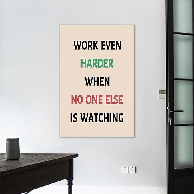 Inspirational Wooden Framed Canvas Poster Print Wall Art Work Even Hard Motivational Entrepreneur Quotes Picture Painting Artwork for Modern Home Living Room Office Ready to Hang [24''Wx36''H]