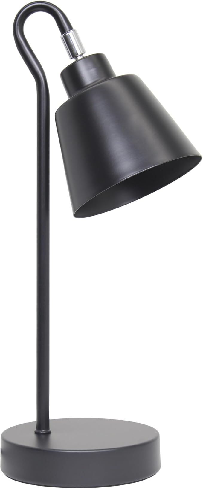 Simple Designs LD1079-BLK 16" Sleek Essentials Metal Looped Desk Task Lamp with Adjustable Shade, for Office, Desk, Nightstand, Dorm, Black