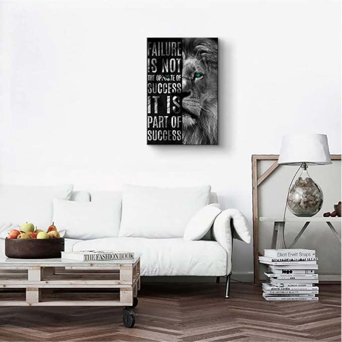 Motivational Lion Quotes Wall Decor Art Print 12''Wx18''H - Inspirational Office Wall Art with Positive Affirmations, Ready to Hang with Back Hook, Durable Home & Office Decor for Modern Spaces