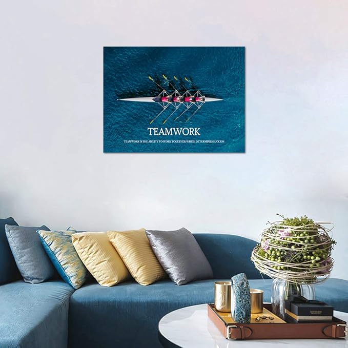Inspirational Canvas Wall Art Inspiration Motivation Painting Motivational Quotes Modern Success Teamwork Posters Prints Artwork Living Room Home Office Decorations Framed Ready to Hang (24”Hx18”W)