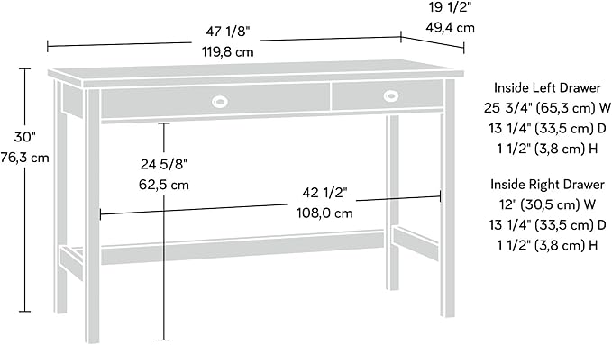 Sauder County Line Desk, Soft White Finish