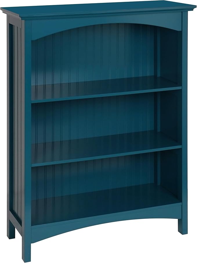 eHemco 3 Tier Bookcase with 2 Arched Supports, 40 Inches, Blue