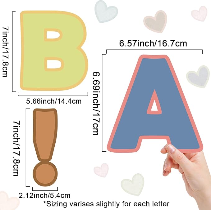 150 PCS Large 7" Bulletin Board Letters Set, Colorful Boho Classroom Alphabet Cutout Letter for Bulletin Board Display Home School, A Great Helper to Inspire Students' Learning Interest