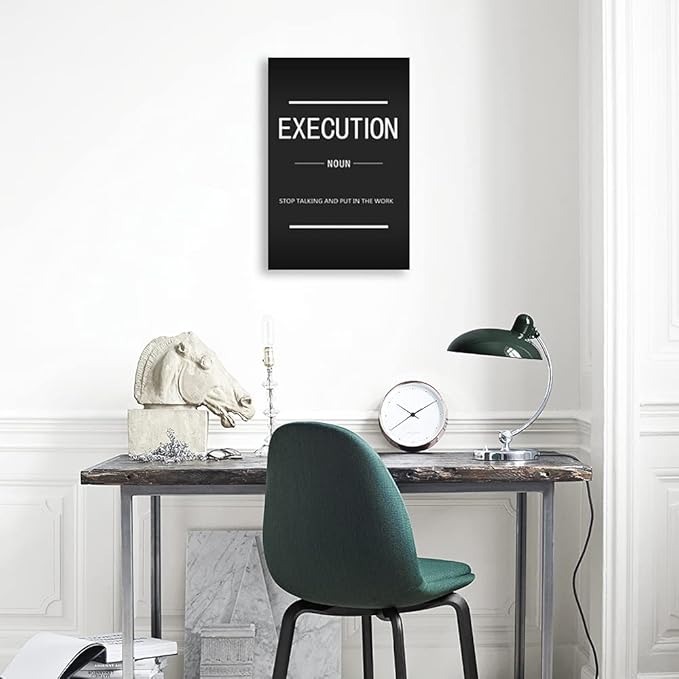 Motivational Canvas Wall Art Execution Noun Entrepreneur Canvas Painting Modern Inspirational Quotes Poster Printing Home Decoration Office Classroom Frame Ready to Hang[24''W x 36''H]