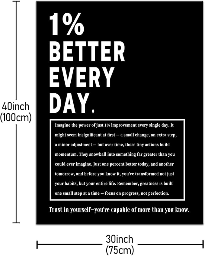 Inspirational Wall Art 1% Better Every Day Picture Poster Motivational Entrepreneur Quotes Print Positive Affirmation Growth Mindset Office Gym Wall Decor Stretched and Framed [30''Wx 40''H]