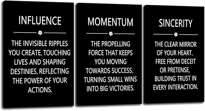 Inspirational Canvas Wall Art Motivational Sincerity Painting Positive Entrepreneur Quotes Momentum Inspiring Poster Influence Pictures Print Office Wall Decor Artwork Bedroom Framed [48" W X 24" H]