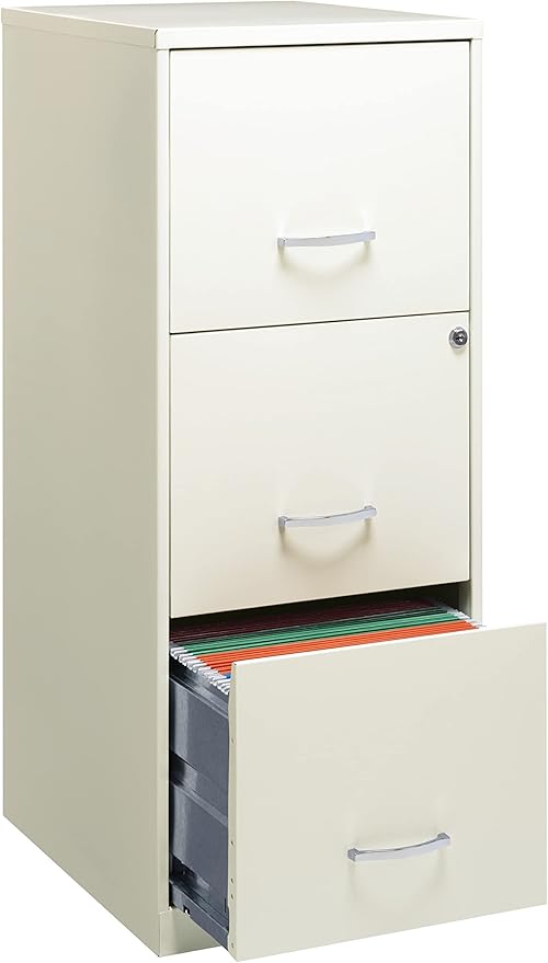 3 Drawer Vertical File Cabinet with Lock, Pearl White