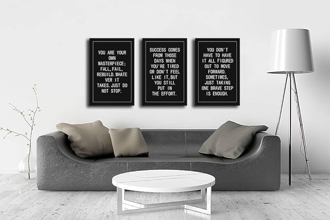 Inspirational Just Do Not Stop Poster Motivational Canvas Art Paintings 3 Pieces Inspiring Picture Prints Artwork Living Room Wall Decor Office Home Wooden Framed Ready to Hang[60''Wx 28''H]