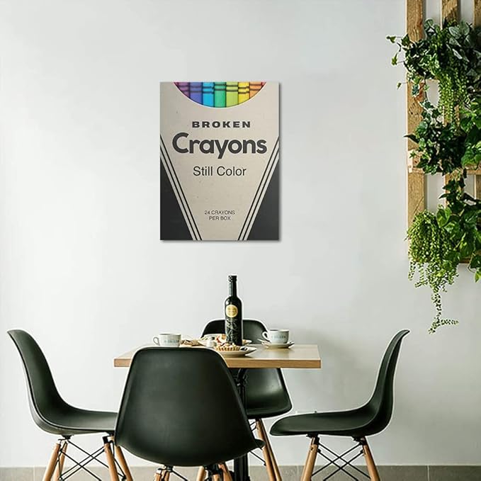 Yatsen Bridge Inspirational Motivational Quotes Wall Art Canvas Painting Broken Crayons Still Color Art Print Framed Picture Modern Gallery-Wrapped Artwork for Living Room Ready to Hang - 18x24inch