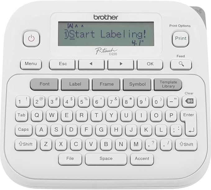 Brother PTD220 Home/Office Everyday Label Maker Bundle with TZe2312PK P-Touch Black Print on White Laminated Label Tape