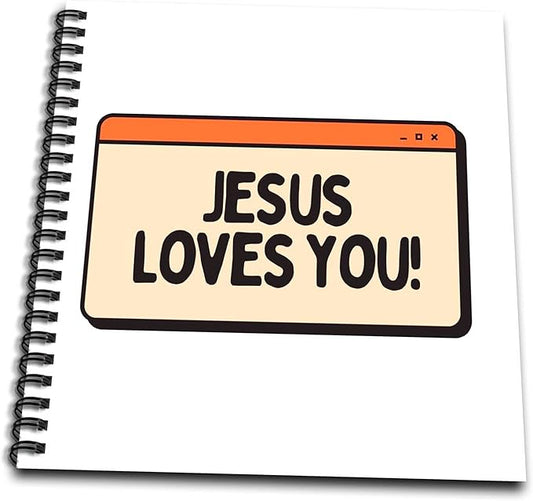Drawing Book 8 x 8 inch - Pop Up Prompt Design Jesus Loves You Christian Library Prints 3dRose - Rosette - Christian Library