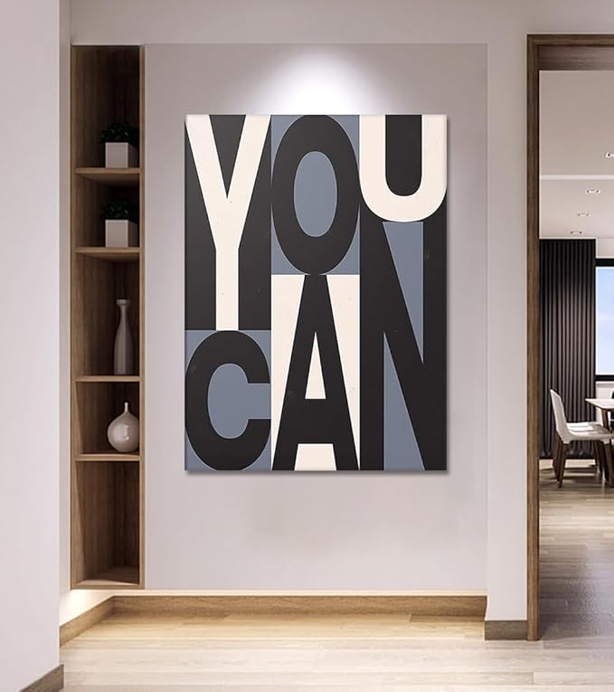Yatsen Bridge Inspirational Words Canvas Wall Art You Can Poster Minimalist Art Office Decor for Work Dorm Home living room School College Decorations Framed Ready to Hang - 24x36 inch