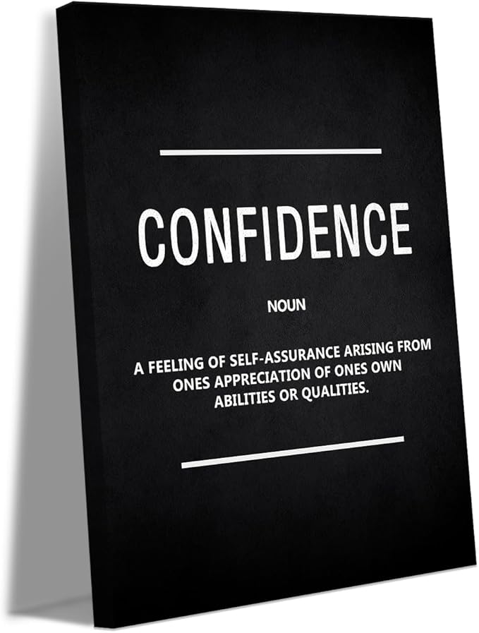 Confidence Canvas Wall Art, Framed Motivational Entrepreneur Quote for Home Office Living Room Decor, Ready to Hang, 12x16 Inches