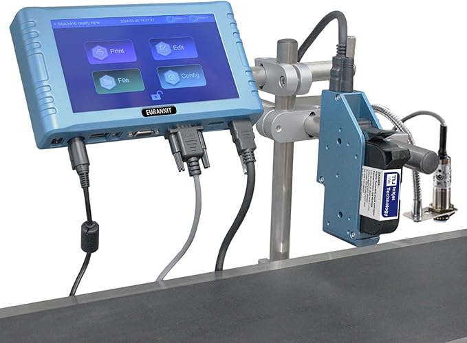 Automatic Inkjet Coding Machine for Production Line, 260E TIJ Inkjet Printer with 7” Touchable Screen for Date/Batch/QRCode/Barcode/Logo etc (1 Nozzle / 1 in)