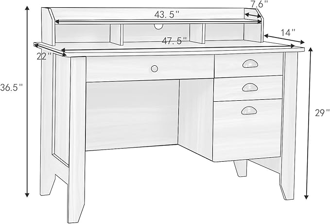 Catrimown Computer Desk with Drawers and Hutch, Farmhouse Home Office Desk with File Drawer,Student Girls Desks,Teens Writing Table, Small Computer Desk for Bedroom, Rustic Oak