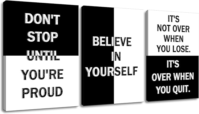 Inspirational Canvas Wall Art Simple Black and White Motivational Poster Print Office Decor Picture Painting Artwork for Modern Home Bedroom Bathroom Wall Decoration Ready to Hang [36''W x 16''H]