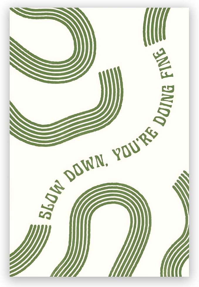 Balsuka Slow Down You’re Doing Fine Wall Art Retro Minimalist Motivational Quote Music Poster Inspirational Midcentury Song Lyrics Sage Green Canvas Prints for Bedroom Home Decor 24x36inch Unframed