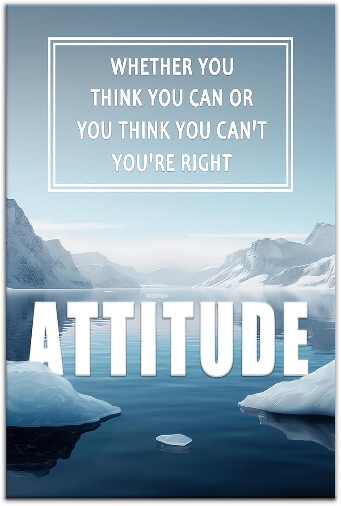 PSYYSP Office Wall Decor Inspirational Positive Canvas Poster Attitude Motivation Picture Print Artwork for Home Bedroom Kid Room School Wall Decoration Ready to Hang [12''Wx18''H]