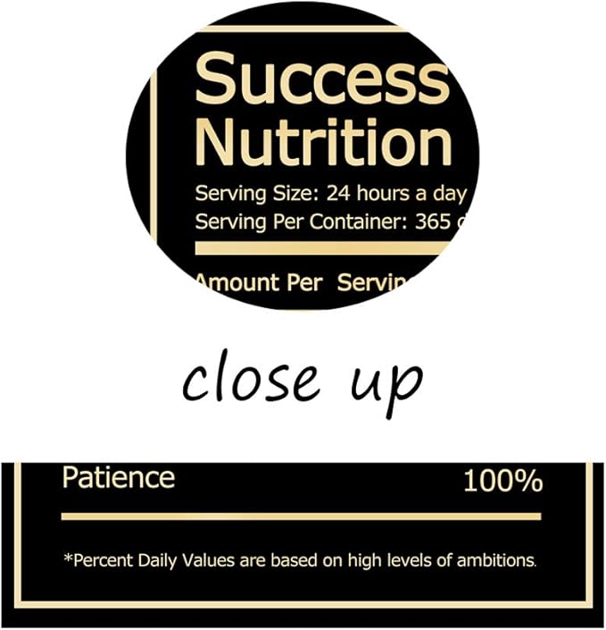 Modern Inspirational Picture Wall Art Black Success Nutrition Facts Motivational Quote Painting Prints on Canvas Artwork Stretched by Wooden Frame Easy to Hang for Home Office Decor - 12''W x 16''H
