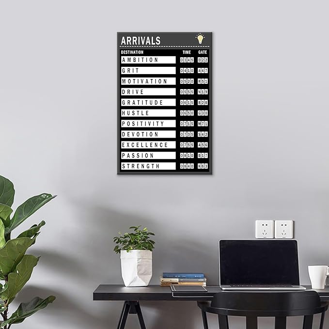 Motivational Canvas Wall Art Home Decor Arrivals Inspirational Entrepreneur Quotes Painting Poster Mindset Passion Picture Print Artwork for Bedroom Bathroom Office Ready to Hang [12''Wx18''H]