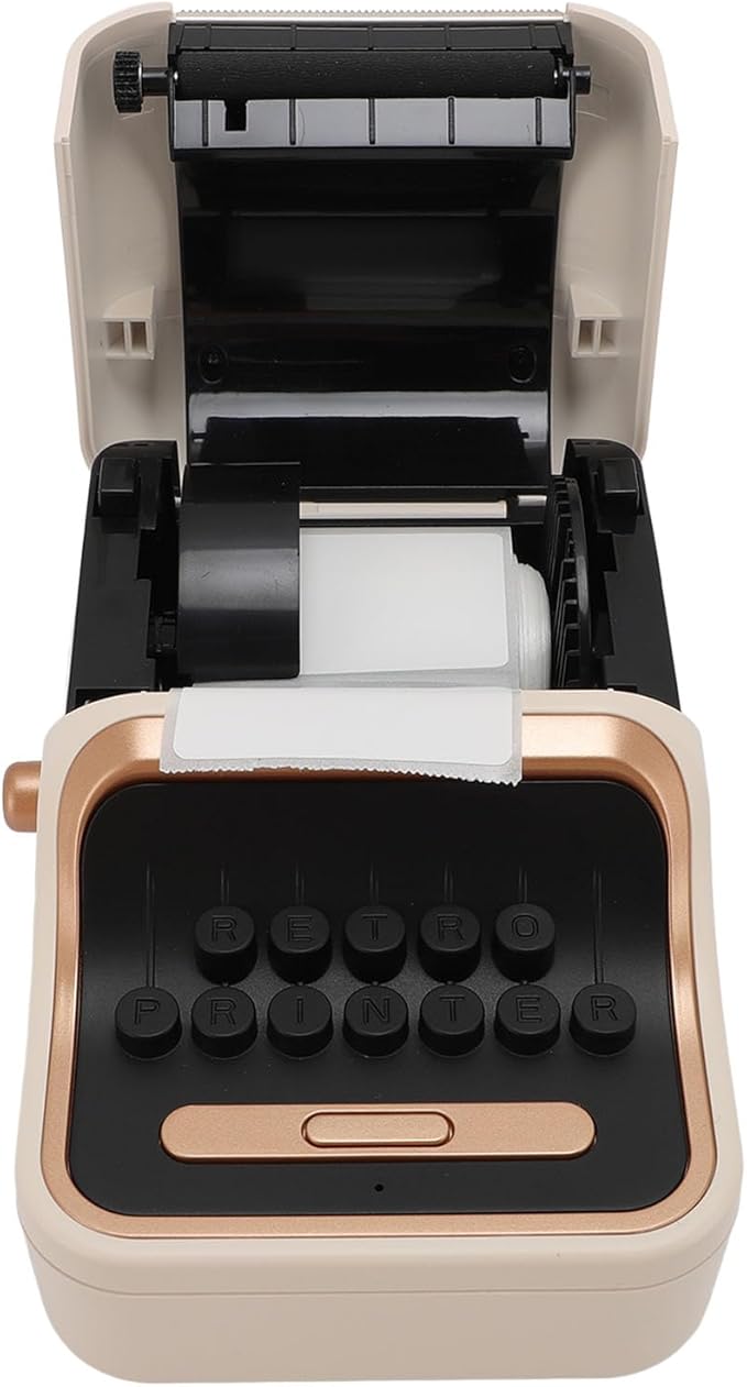 Bluetooth Label Printer Portable Vintage Style 30 to 52mm Label Portable Thermal Label Printer for Office Business Home