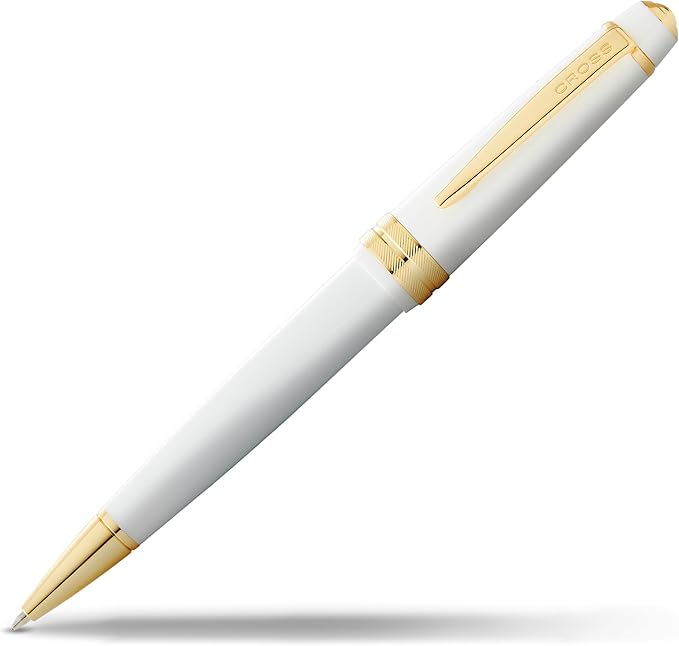 Cross Bailey Light Polished White Resin and Gold Tone Ballpoint Pen - Professional Pen for Effortless Writing - Journaling, Note-Taking & More - Black Ink - Easy Handling - Includes Gift Box