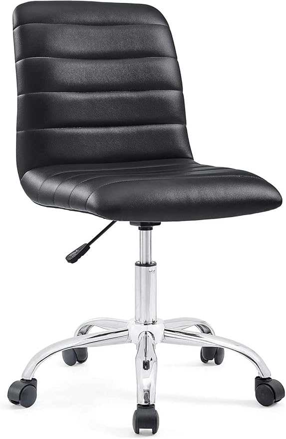 Modway Ripple Ribbed Armless Mid Back Swivel Computer Desk Office Chair In Black