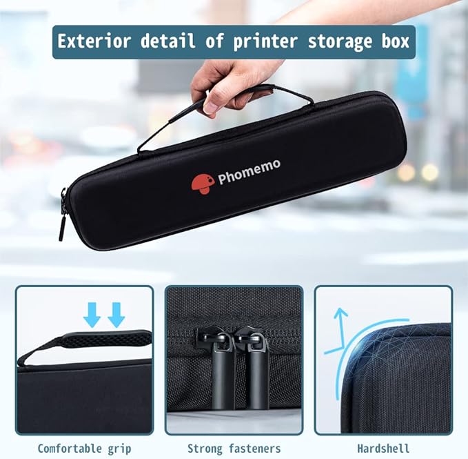 Phomemo Case, Compatible with M08F/D810/P831/TP81 Letter & A4 Portable Printer, for Itari A886, TATTMUSE A887 Mobile Travel Printer Storage Holder Paper & USB Cable(Box Only)