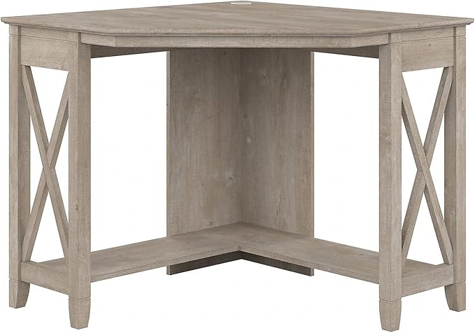 Bush Home Key West Small Corner Desk in Washed Gray