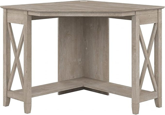 Bush Home Key West Small Corner Desk in Washed Gray