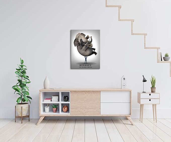 Mindset Is Everything Inspirational Canvas Wall Art Entrepreneur Quote Poster Print Positive Affirmation Motivational Office Wall Decor Leadership and Business for Bedroom Frame Easy to Hang-18"Wx24"H