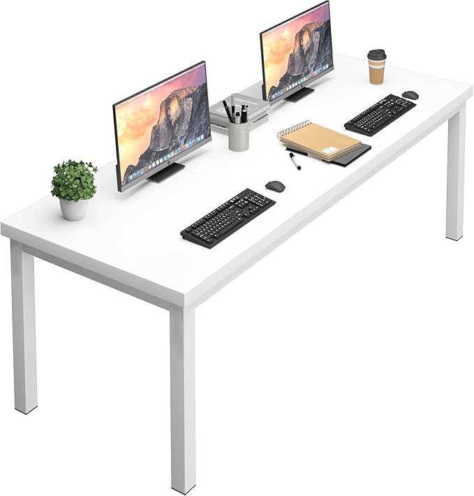 Long Computer Desk for 2 People, 70 Inch Large Double Desk with Deep Desktop,Modern White Computer Desk for Home Office Workstation