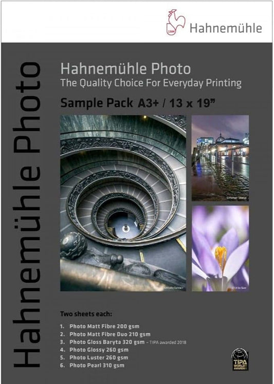 Hahnemuhle A3+ Photo Sample Pack, 13x19", 7 Samples, 14 Sheets