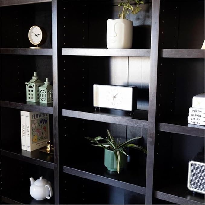 BOWERY HILL 84" Tall Triple Wide Wood Bookcase, Chocolate Espresso Finish, 18 Shelves, Solid Wood Veneer, Adjustable Storage, Durable Design for Home or Office Use, Traditional Style Furniture