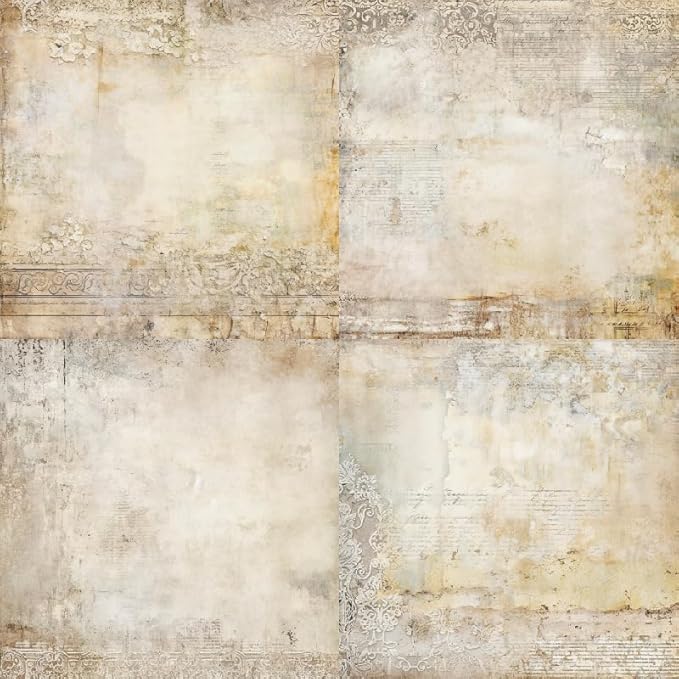 24 Sheets Vintage Lace Scrapbooking Paper Pad 6x6, Neutral Aged Background Craft Paper for Adult Journaling, Card Making, Collage & DIY Scrapbook Projects