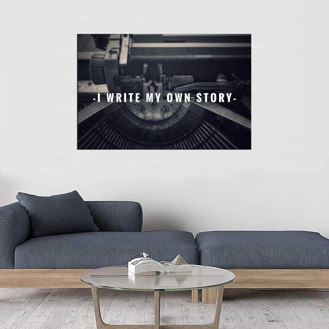Inspirational Office Wall Art Motivational Posters I write My Own Story with Vintage Styled Background Canvas Painting Pictures Prints Artwork Decor for Study Room Classroom Home Wall Decor-36 Wx24 H