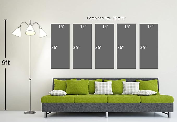 75 x 36 TOTAL - Landsape of lines Wall Art Canvas Geometric Print modern minimalis, office art - 5 Panel Split