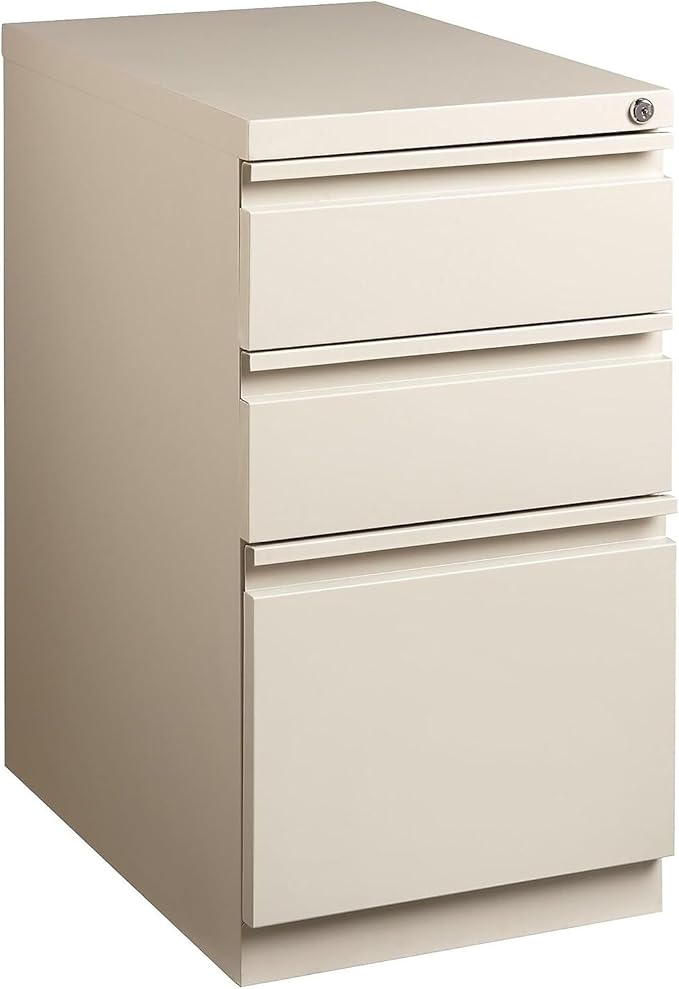 STAPLES Mobile Pedestal File Cabinet with Wheels, 3-Drawer, Putty