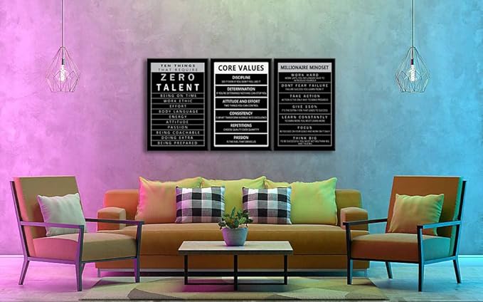 Inspirational Canvas Wall Art 3 Pieces Painting Office Decor Inspirational Posters Prints Modern Motivational Picture for Wall Art Decor Living room Home Framed Ready to Hang[72''Wx 36''H]