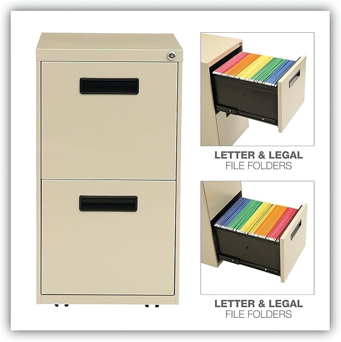Alera PAFFPY Two-Drawer Metal Pedestal File, 14 7/8w x 19-1/8d x 27-3/4h, Putty