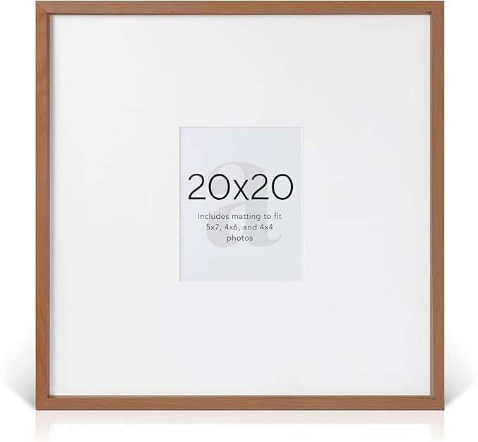 artisane home goods - Gallery Frame 1.0, Picture Frame, 20x20 Walnut, Gallery Wall Frame Set, Large Picture Frame, Oversized Mat (4x4, 4x6, and 5x7)